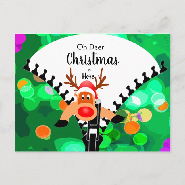Christmas Reindeer Fun Holiday Personal Postcard (Front)