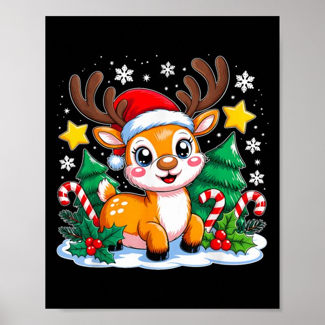 Christmas Reindeer Funny Xmas Squad Boys Girls Tod Poster (Front)