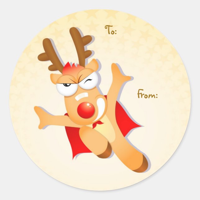 Christmas reindeer gift tag round Sticker (Front)