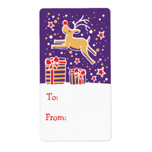 Christmas reindeer gift tag teal (to and from)