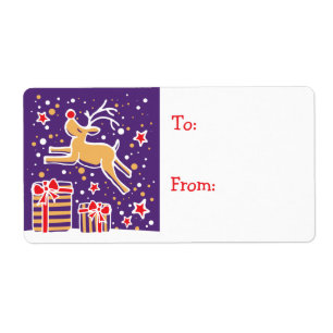 Christmas reindeer gift tag teal (to and from)