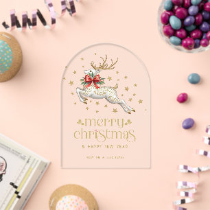 Christmas Reindeer Gold TypographyGreeting Card Acrylic Invitations