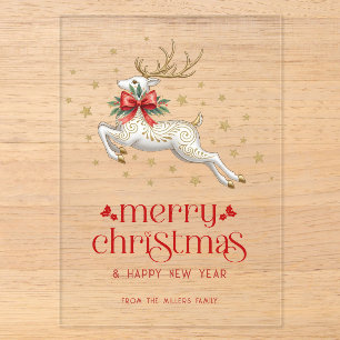 Christmas Reindeer Gold TypographyGreeting Card Acrylic Invitations