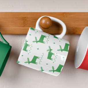 Christmas Reindeer   Green Nordic Winter Forest Coffee Mug