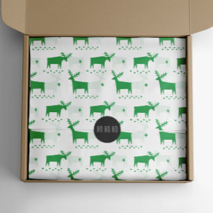 Christmas reindeer. Green woodland animal pattern  Tissue Paper