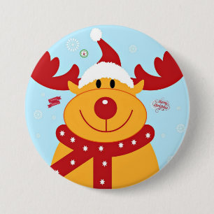 Christmas Reindeer Greetings 7.5 Cm Round Badge
