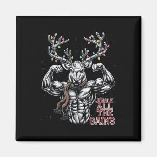 Christmas Reindeer Gym Workout Jingle All The Gain Magnet