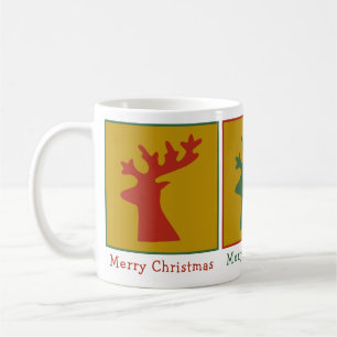 Christmas Reindeer Head Red Green & Gold Custom  Coffee Mug
