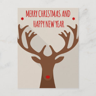 Christmas reindeer hip cool elk modern holiday postcard