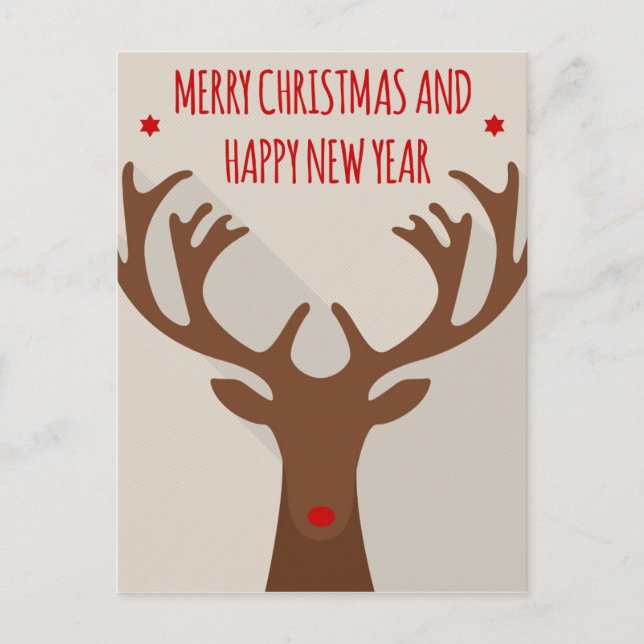 Christmas reindeer hip cool elk modern holiday postcard (Front)