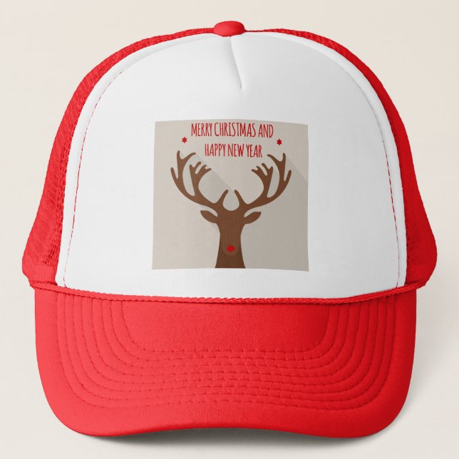 Christmas reindeer hip cool elk modern trucker hat (Front)