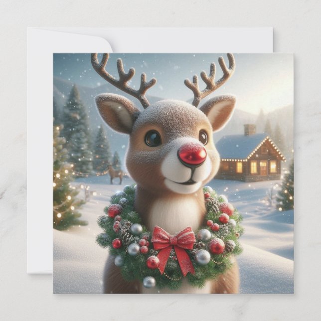 Christmas Reindeer Holiday Card (Front)