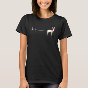 Christmas Reindeer Hunting Flatline Rudolf Heartbe T-Shirt