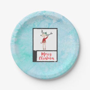 Christmas Reindeer In An Ugly Sweater Whimsical Paper Plate