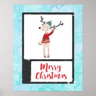 Christmas Reindeer In An Ugly Sweater Whimsical Poster