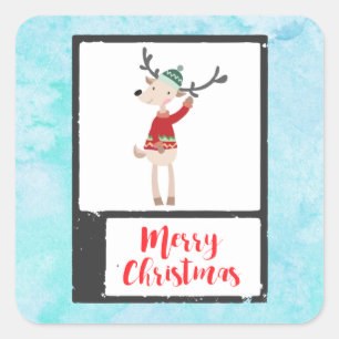 Christmas Reindeer In An Ugly Sweater Whimsical Square Sticker