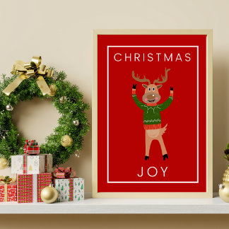 Christmas Reindeer in Cosy Sweater Art Print