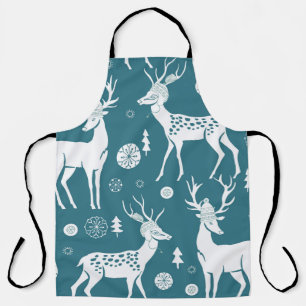 Christmas reindeer in woolly hatsdeer,reindeer,vin apron