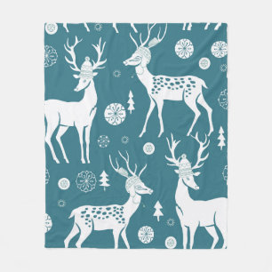Christmas reindeer in woolly hatsdeer,reindeer,vin fleece blanket