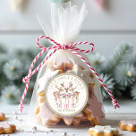 Christmas Reindeer Jingle & Mingle Personalised Classic Round Sticker<br><div class="desc">Christmas Reindeer Jingle & Mingle Festive Party Personalised Name Stickers features festive reindeer with pink bows and floral accents with the text "Let's Jingle & Mingle" in modern gold calligraphy script typography with your personalised name. Perfect personalised gift for Christmas and the holidays for family and friends. Designed by ©2024...</div>