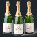 Christmas Reindeer Jingle & Mingle Personalised Sparkling Wine Label<br><div class="desc">Christmas Reindeer Jingle & Mingle Festive Party Personalised Name Sparkling Wine Labels Stickers features festive reindeer with pink bows and floral accents with the text "Let's Jingle & Mingle" in modern gold calligraphy script typography with your personalised name. Perfect personalised gift for Christmas and the holidays for family and friends....</div>
