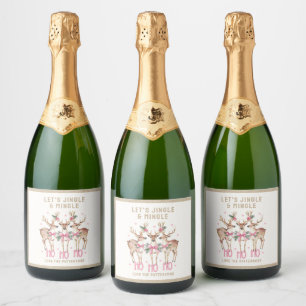 Christmas Reindeer Jingle & Mingle Personalised Sparkling Wine Label