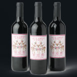 Christmas Reindeer Jingle & Mingle Personalised Wine Label<br><div class="desc">Christmas Reindeer Jingle & Mingle Festive Party Personalised Name Wine Labels Stickers features festive reindeer with pink bows and floral accents with the text "Let's Jingle & Mingle" in modern pink calligraphy script typography with your personalised name. Perfect personalised gift for Christmas and the holidays for family and friends. Designed...</div>