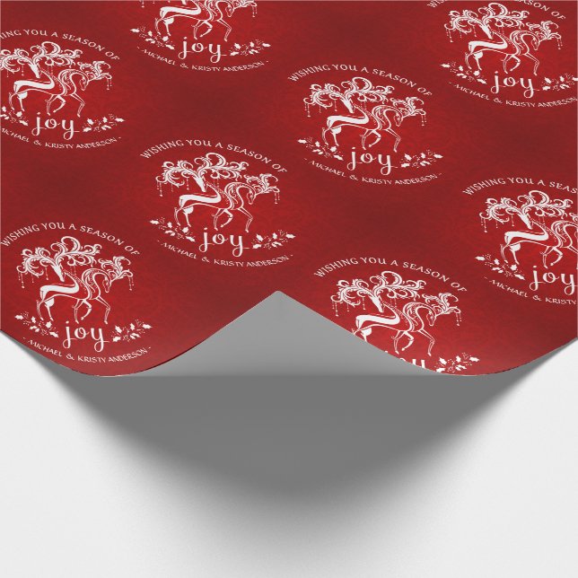 Christmas Reindeer Joy - Couple's Custom Wrapping Paper (Corner)