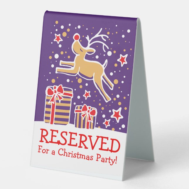 Christmas reindeer jumping reserved signage (Front)