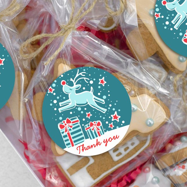 Christmas reindeer jumping thank you sticker (Creator Uploaded)