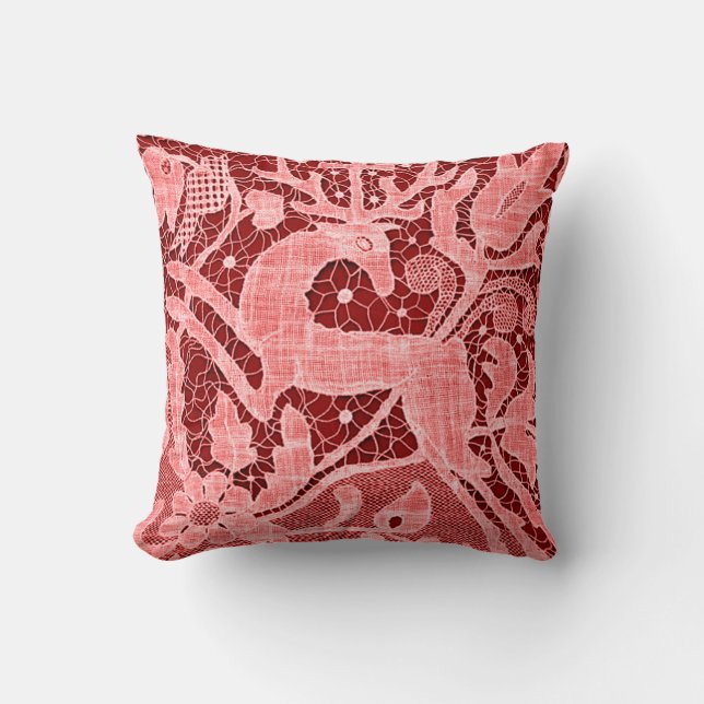 Christmas Reindeer Lace Cushion (Front)