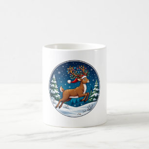 Christmas Reindeer Lights Holiday Ornament Coffee Mug