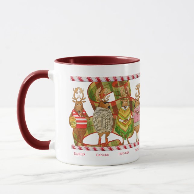 CHRISTMAS REINDEER Maroon Combo Mug (Left)