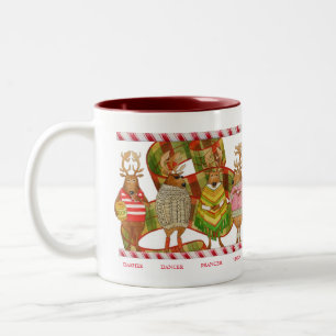 CHRISTMAS REINDEER Maroon Two-Tone Mug
