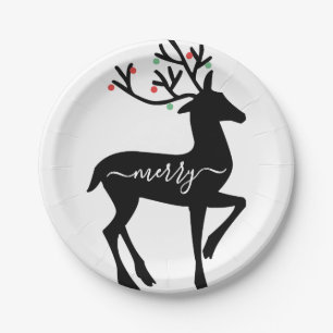 Christmas Reindeer Merry Paper Plate