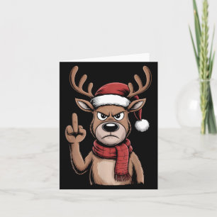 Christmas Reindeer Middle Finger Sarcastic Xmas Fu Card