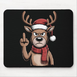 Christmas Reindeer Middle Finger Sarcastic Xmas Fu Mouse Pad