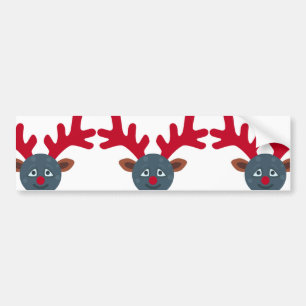 christmas reindeer moon emoji bumper sticker