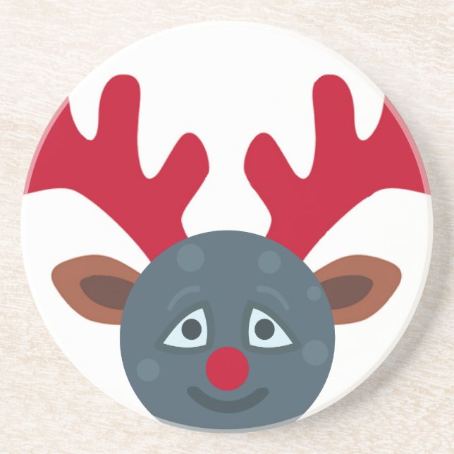 christmas reindeer moon emoji coaster (Front)