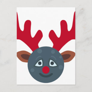 christmas reindeer moon emoji holiday postcard