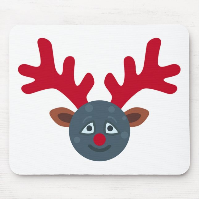christmas reindeer moon emoji mouse pad (Front)