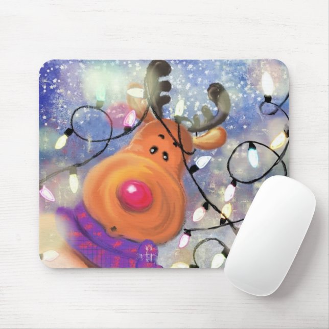 Christmas Reindeer Mouse Pad Gift (With Mouse)