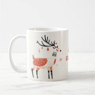 Christmas Reindeer Mug   Nordic Holiday Design