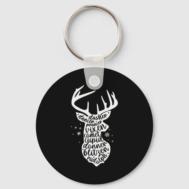 Christmas Reindeer Names Cute Holiday Rudolph Wome Key Ring (Front)