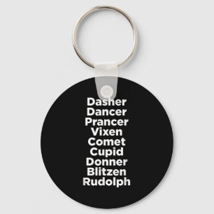 Christmas Reindeer Names - Uni-adults, Black, Smal Key Ring