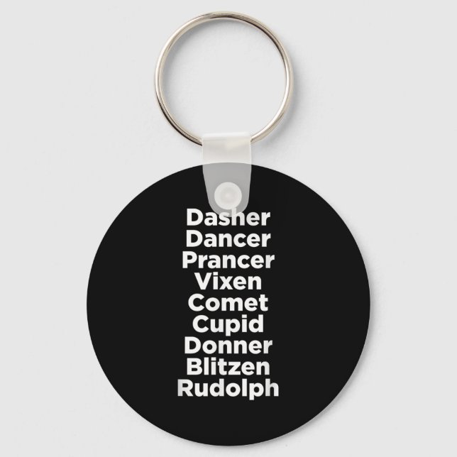 Christmas Reindeer Names - Uni-adults, Black, Smal Key Ring (Front)