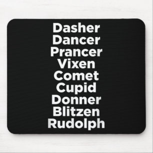 Christmas Reindeer Names - Uni-adults, Black, Smal Mouse Pad