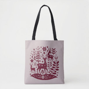 Christmas Reindeer Nordic Folk Art Scandinavian Tote Bag