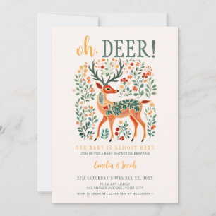 Christmas Reindeer 'Oh Deer' Baby Shower Invitation
