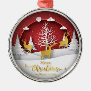 Christmas Reindeer Ornament – Paper Art Style
